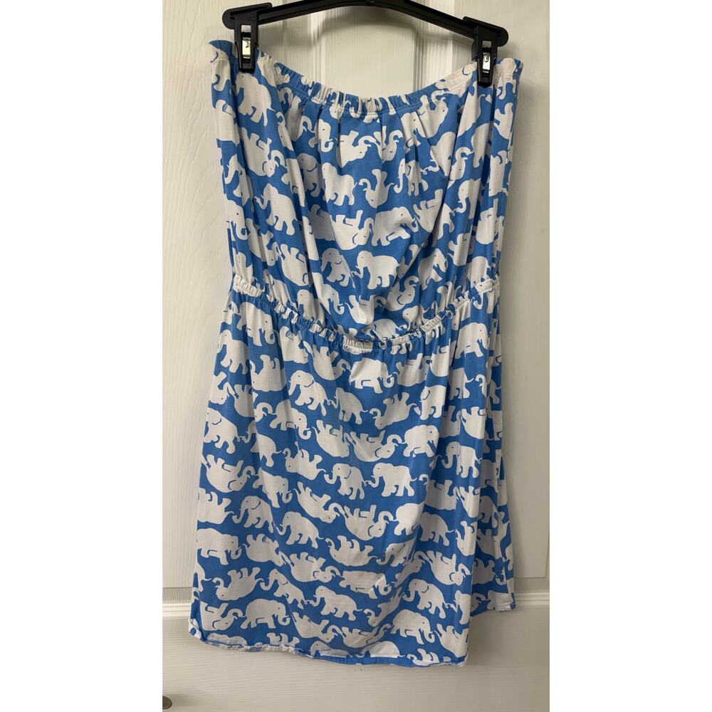 Lilly Pulitzer Windsor blue white elephant print strapless Dress Tusk in the Sun - Picture 3 of 8